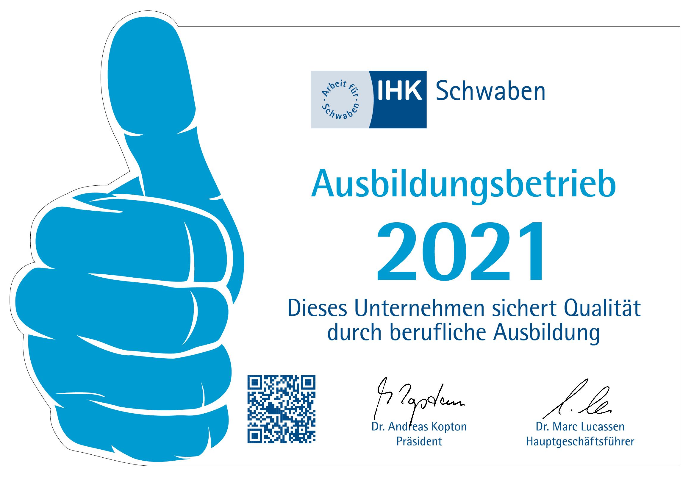 Label Ausbildungsbetrieb 2021